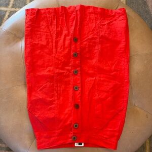 Universal Thread Red Linen Button Down Skirt - M